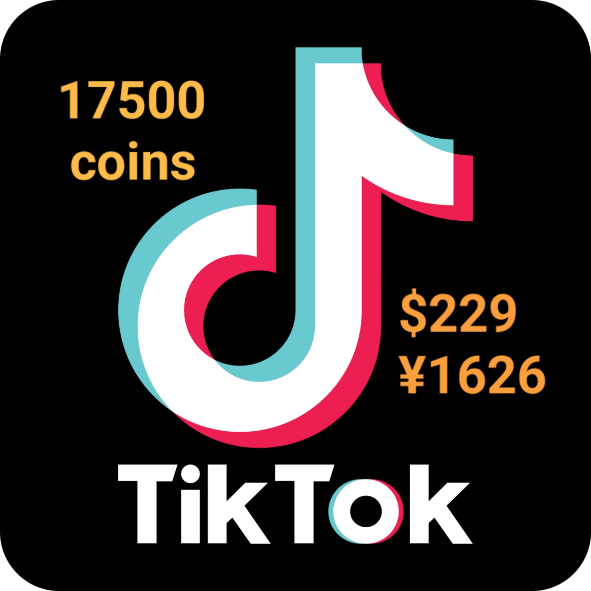 tiktok coin 17500 229$ USD=1626￥ rmb